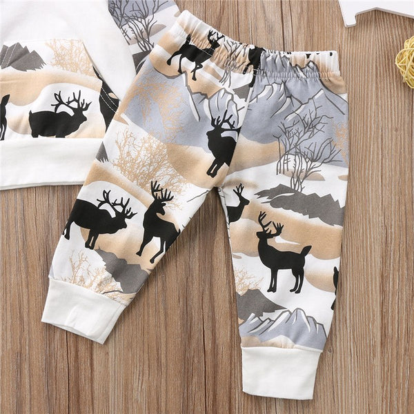 2018 Autumn Spring Baby Clothing Toddler Kids Baby Boys Warm Hooded Tops Deer Pants Leggings Sport Outfits Tracksuit Clothes Set - Here Comes A Baby