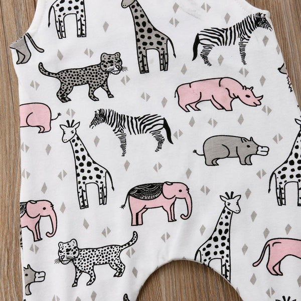Cute Newborn Baby Girl Boy Animal Romper Jumpsuit Trouser Outfit Clothes Summer 6M-3Y For Leisure Children Clothes tank top cutoff sleeve long pant onesie one piece - Here Comes A Baby
